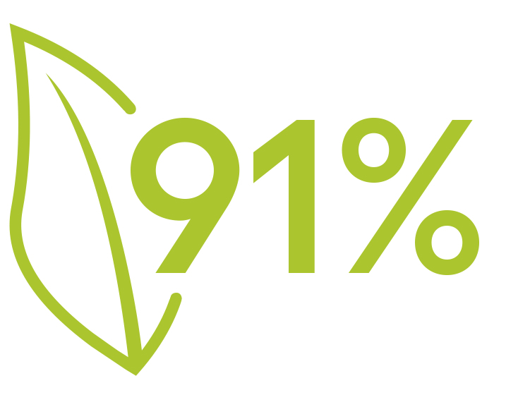 91 % ingrédients d'origine naturelle